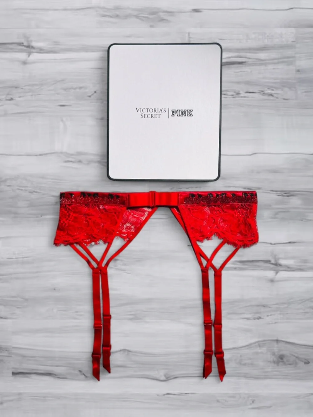 🆕🍒 Cherry Chain Shine Strap Garter Belt Victoria Secret XS/S NWT